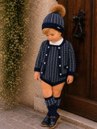 AW26 Rahigo Baby Boys Navy Blue Knitted Romper 5P Set Rahigo Moda Infantil