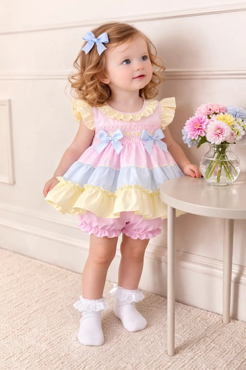 SS26 Baby Girls Easter Smock Dress & Knickers Dainty Delilah