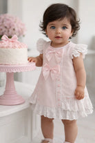 Baby Girls Pink Ribbon Pique A Line Dress Dainty Delilah