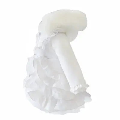 Girls White Frilly Fur Coat Dainty Delilah