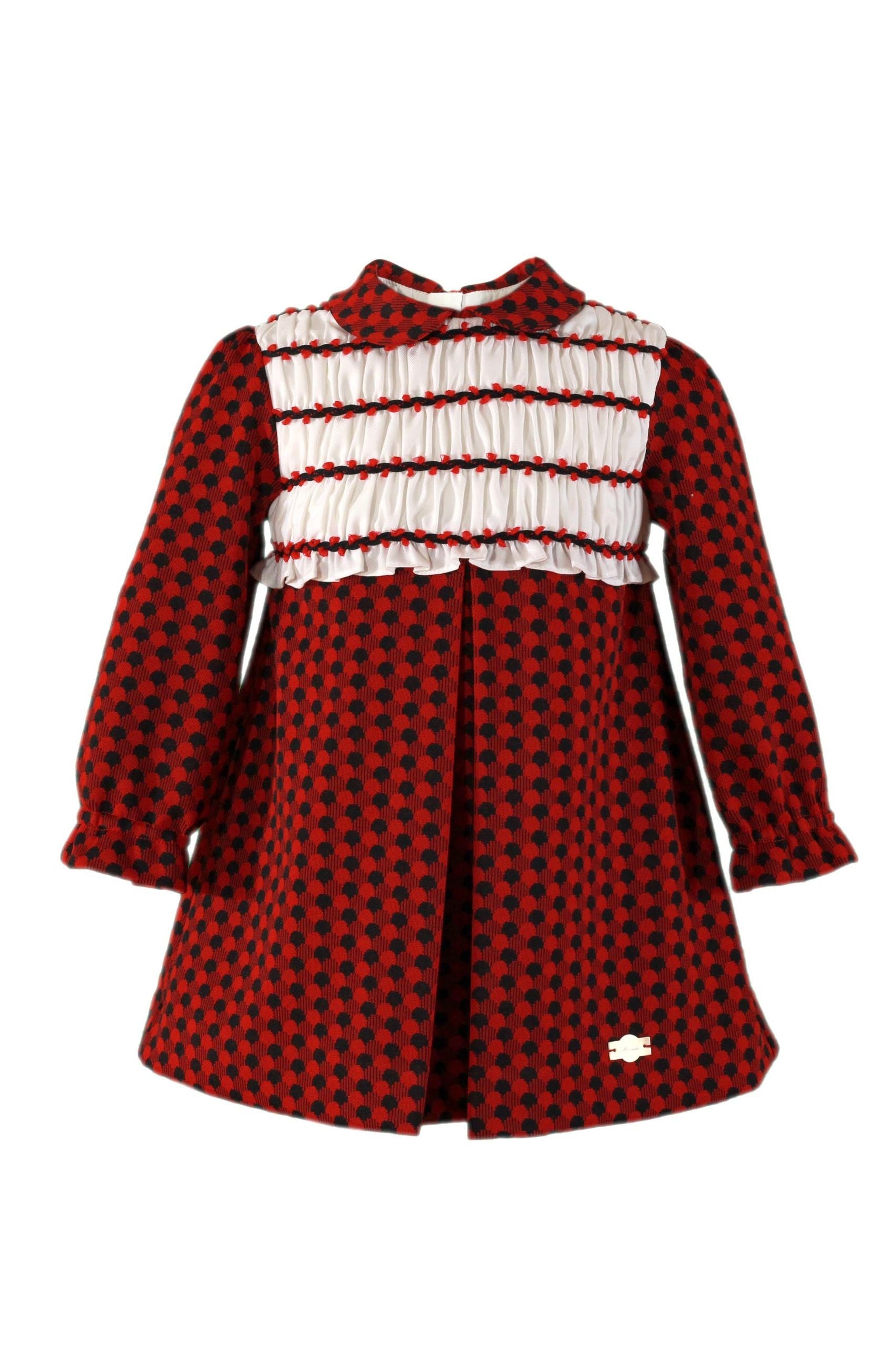 AW24 Miranda Girls Burgundy Spot Dress 630V