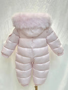 Baby Pink Detachable Fur Cuff Snowsuit - In Stock Dainty Delilah