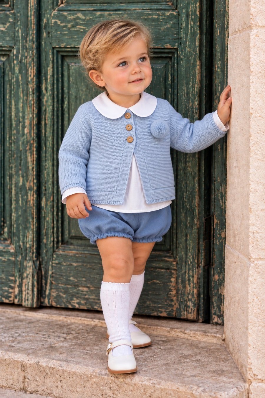AW26 Lor Miral Baby Boys Blue Set With Cardigan