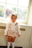 AW25 Naxos Baby Girls Beige Glitter Tweed Romper Set Naxos