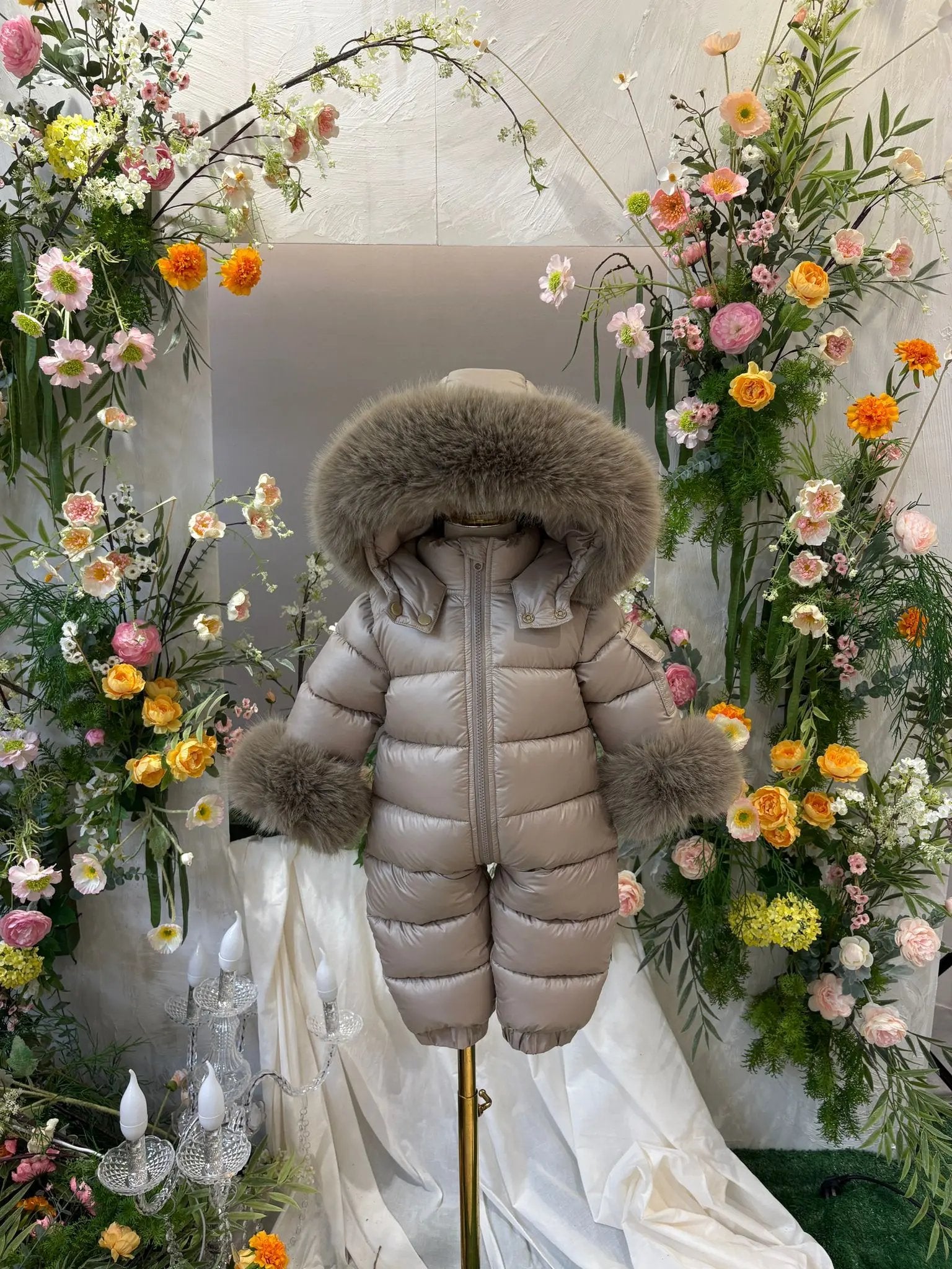 Camel Detachable Fur Snowsuit Dainty Delilah