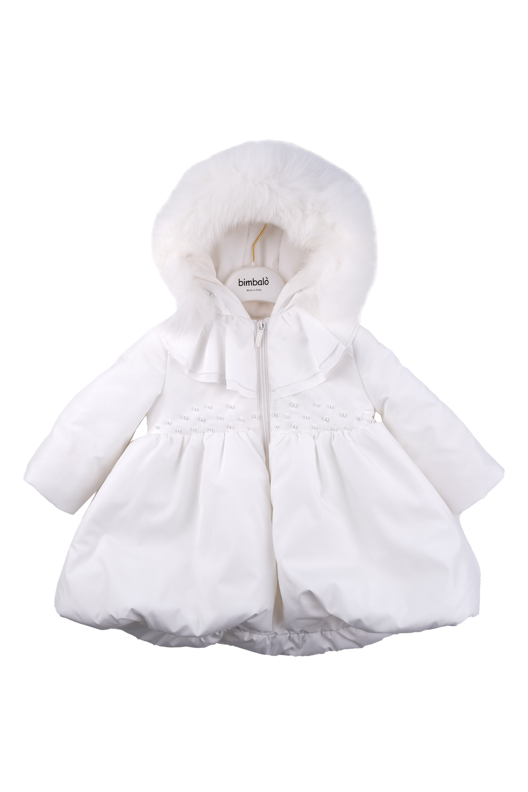 AW24 Bimbalo Girls Cream Fur Pearl Coat