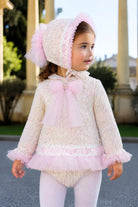 AW26 Naxos Pink Tweed Tulle Girls Bonnet - To Be Purchased Along With Our Naxos Collection Only Naxos