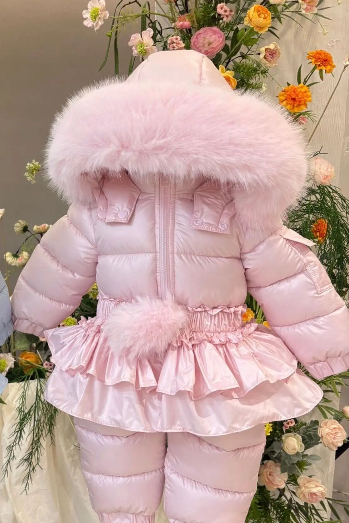 Baby Pink Detachable Fur & Skirt Snowsuit - Pre Order Dainty Delilah