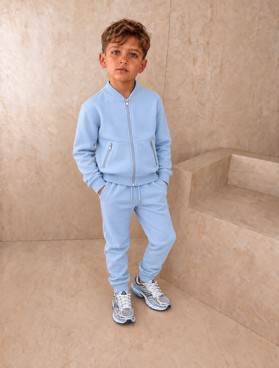 AW26 Boys Blue Zip Jacket Cotton Tracksuit