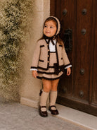AW26 Rahigo Baby Girls Camel & Brown Cardigan,Pinafore,Shirt,Bonnet & Socks Rahigo Moda Infantil