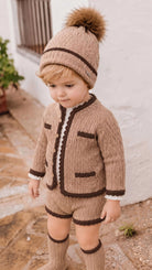 AW26 Rahigo Baby Boys Camel & Brown Knitted Short 5P Set Rahigo Moda Infantil
