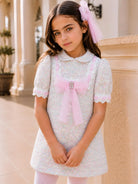 AW26 Naxos Pink Tweed Tulle Girls A Line Dress Naxos