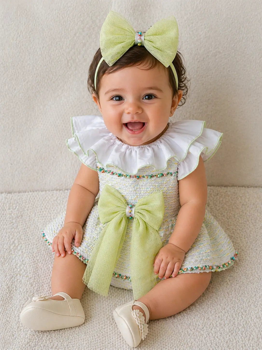 SS26 Naxos Baby Girls Lemon & Lime Shirt & H Bar Romper Naxos