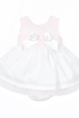 Baby Girls Smock White & Pink Summer Dress Dainty Delilah