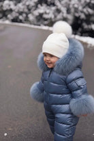 Navy Blue Detachable Fur Snowsuit - In Stock Dainty Delilah