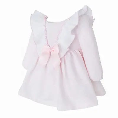 Baby Girls Pink Pique Bow Dress Dainty Delilah