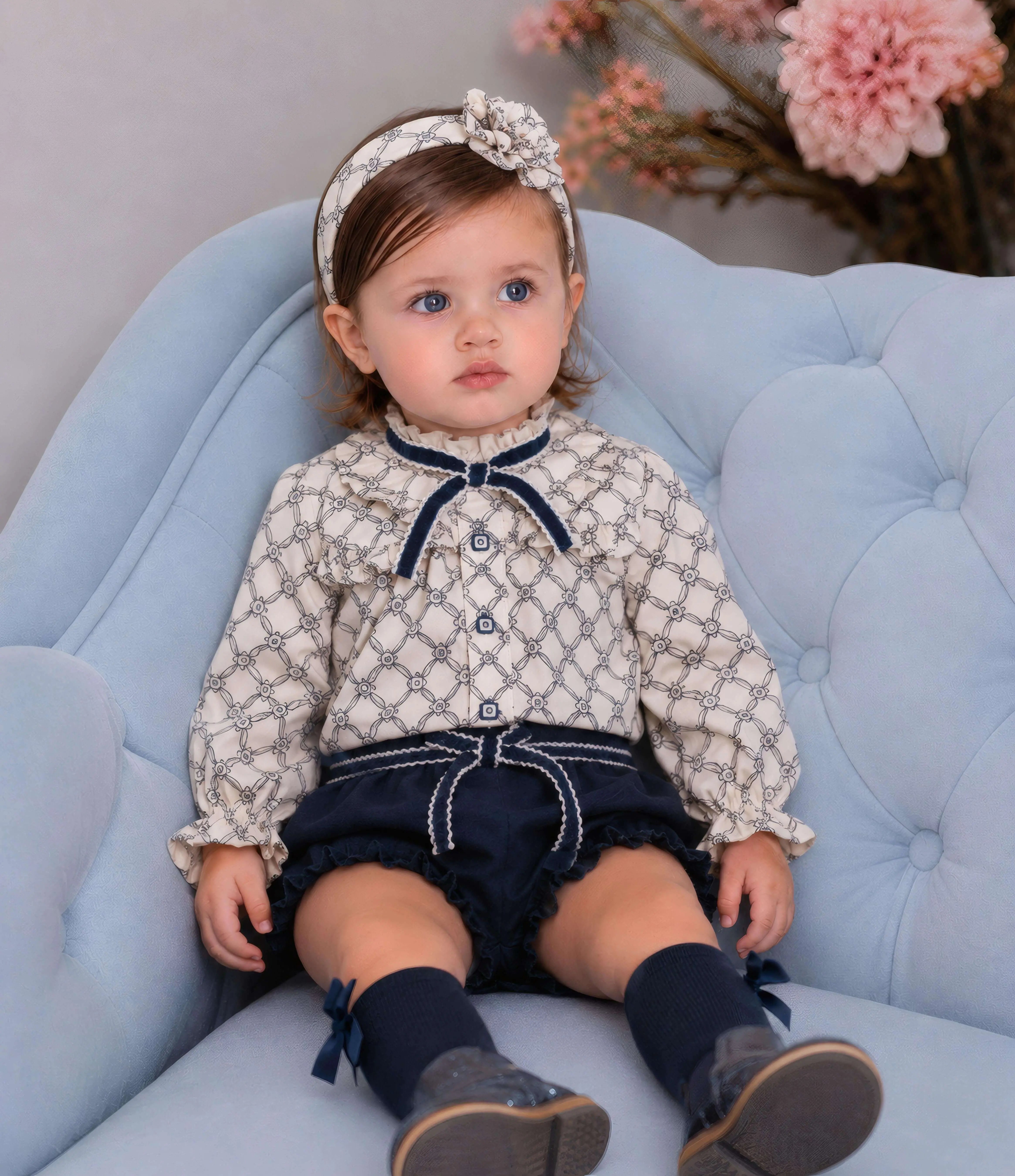 AW26 Rochy Baby Girls Navy & Cream Jam Pant Set Rochy