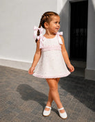 SS26 Baby Girls Pink & Cream Spot Tulle Dress Dainty Delilah