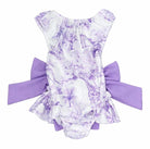Girls Summer Lilac Toile Frilly Bow Swimming Costume Dainty Delilah