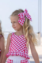 Miranda Girls Red & White Check Short Set & Hair Bow Miranda