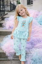 SS26 Girls Mint Tulle Ice Cream T-Shirt & Legging Set Dainty Delilah