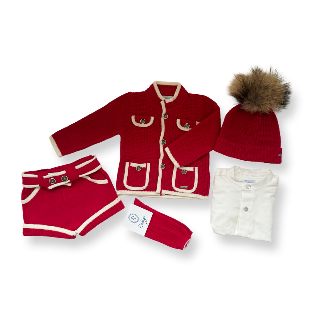 AW24 Rahigo Baby Boys Red Set, Hat & Socks