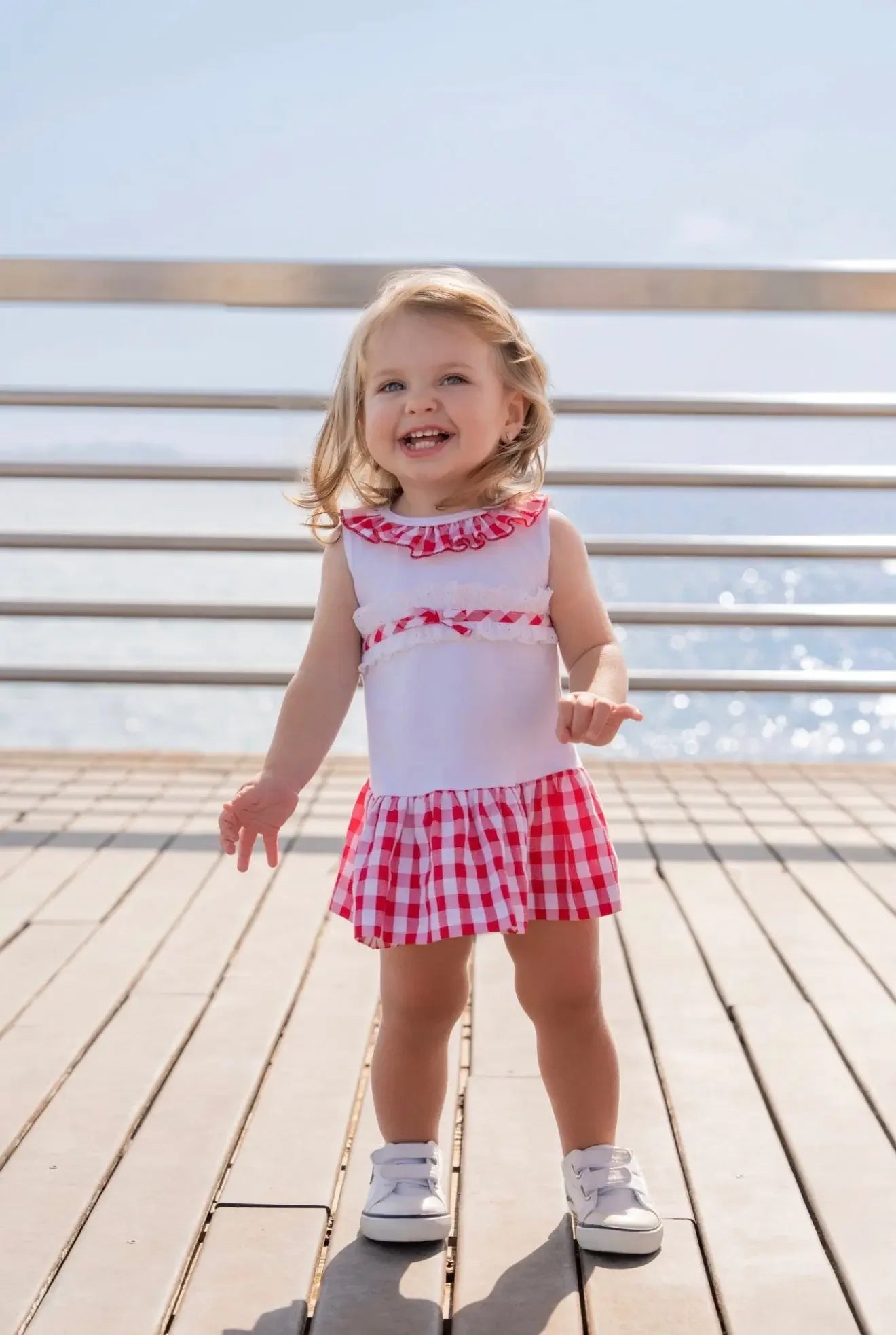 Miranda Baby Girls Red & White Check Summer Dress Miranda