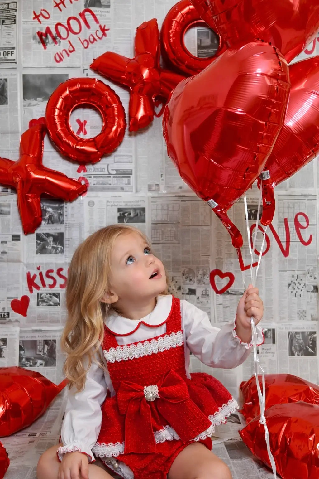 AW25 Naxos Baby Girls Red Tweed Romper Set Naxos