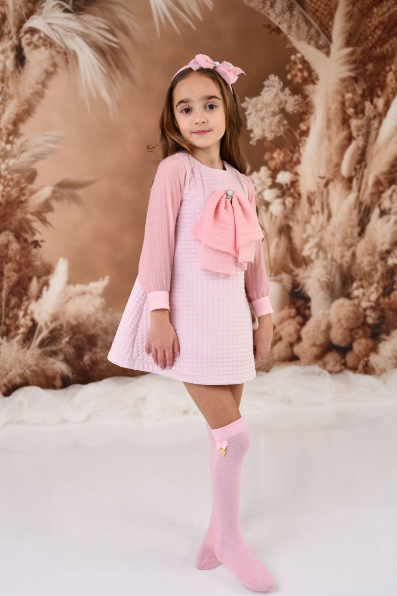 AW24 Rochy Girls Pink Velvet Dress