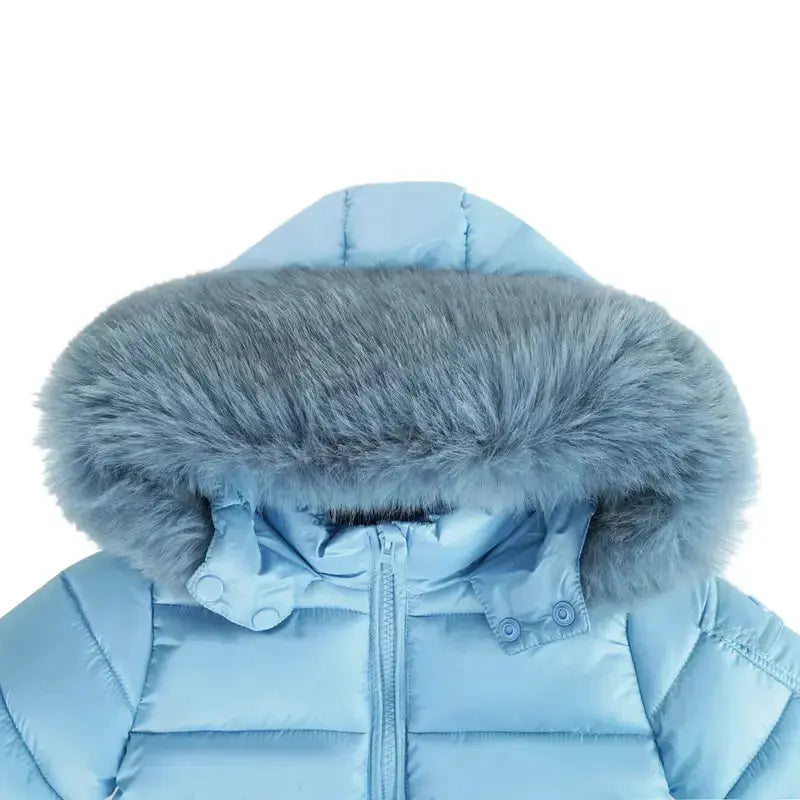 Ocean Blue Fur Hood Unisex Coat Dainty Delilah