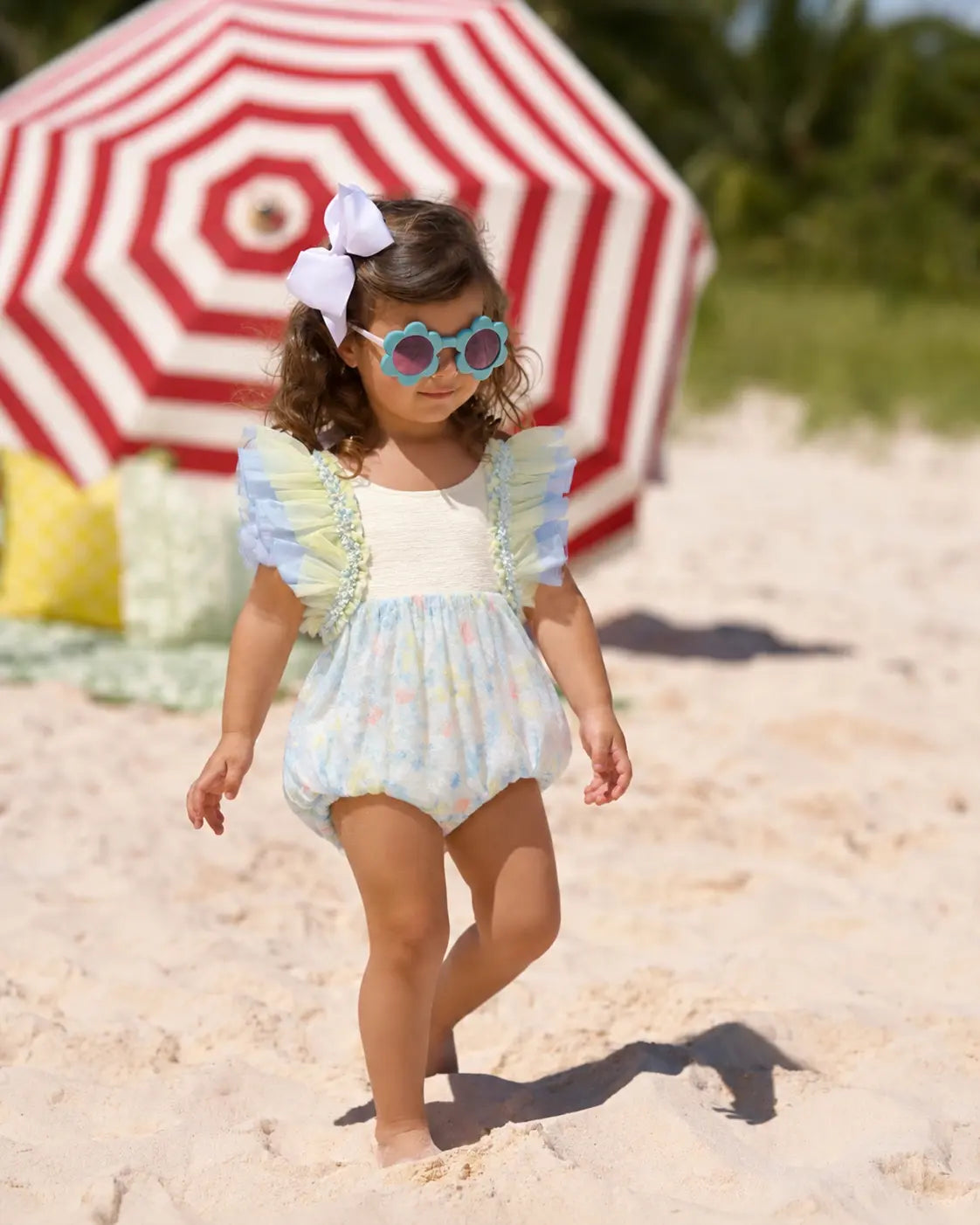 SS26 Baby Girls Multi Tulle Blue Romper Dainty Delilah