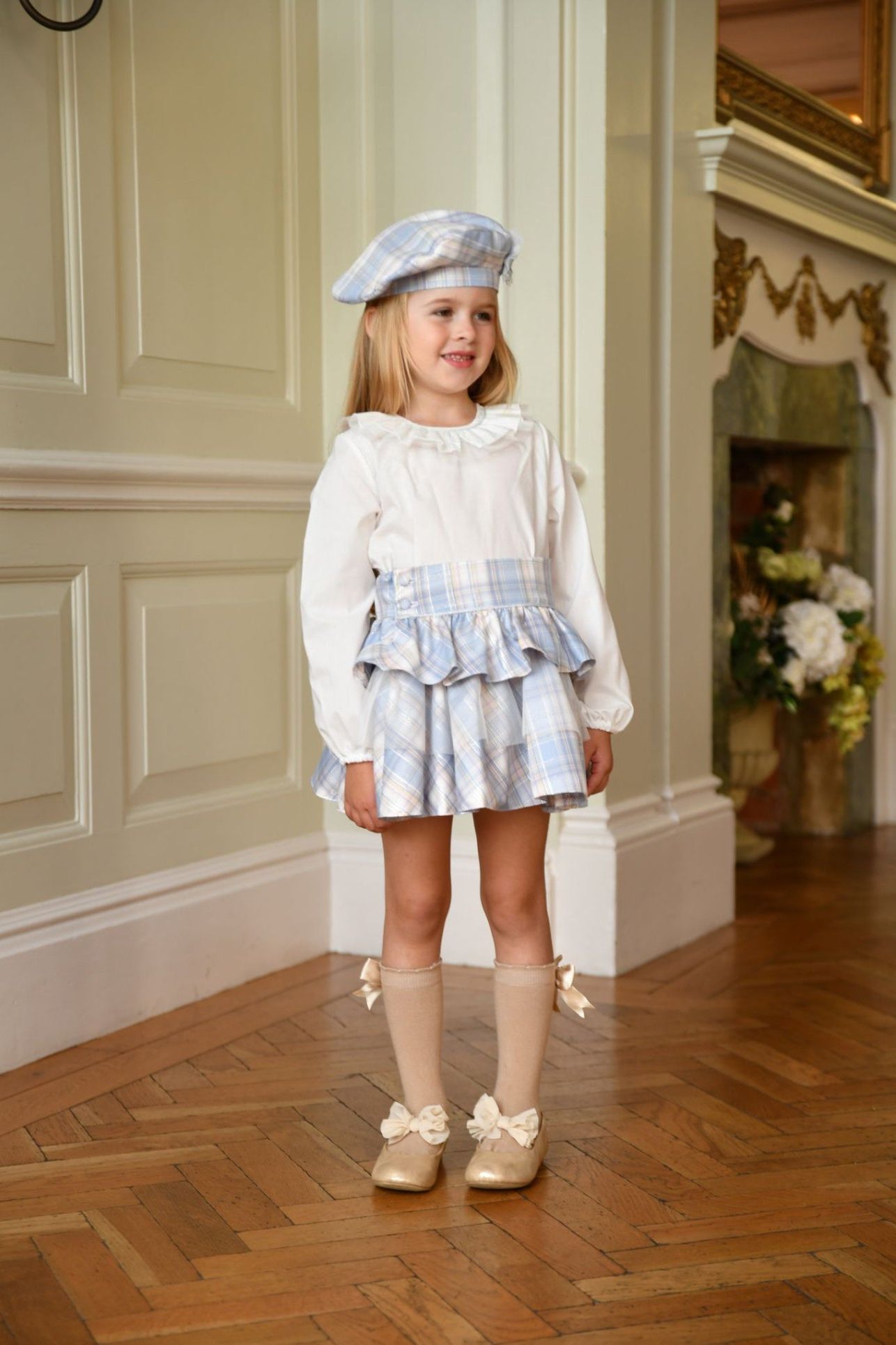 AW24 Babine Girls Blue & Silver Glitter Skirt Set