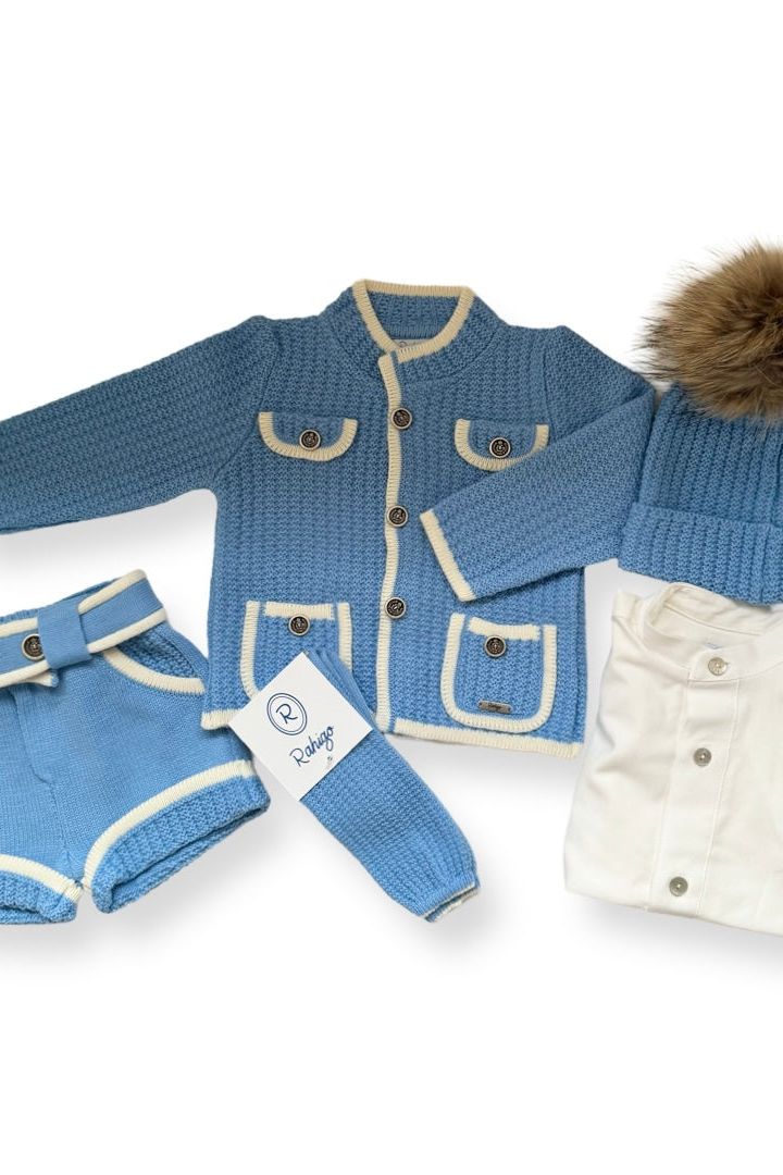 AW24 Rahigo Baby Boys Blue Set, Hat & Socks