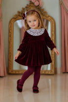 AW26 Miranda Baby Girls Burgundy Velvet Dress Miranda