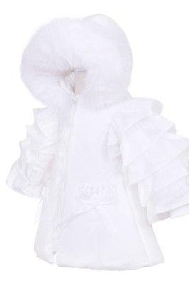 Girls White Frilly Fur Coat