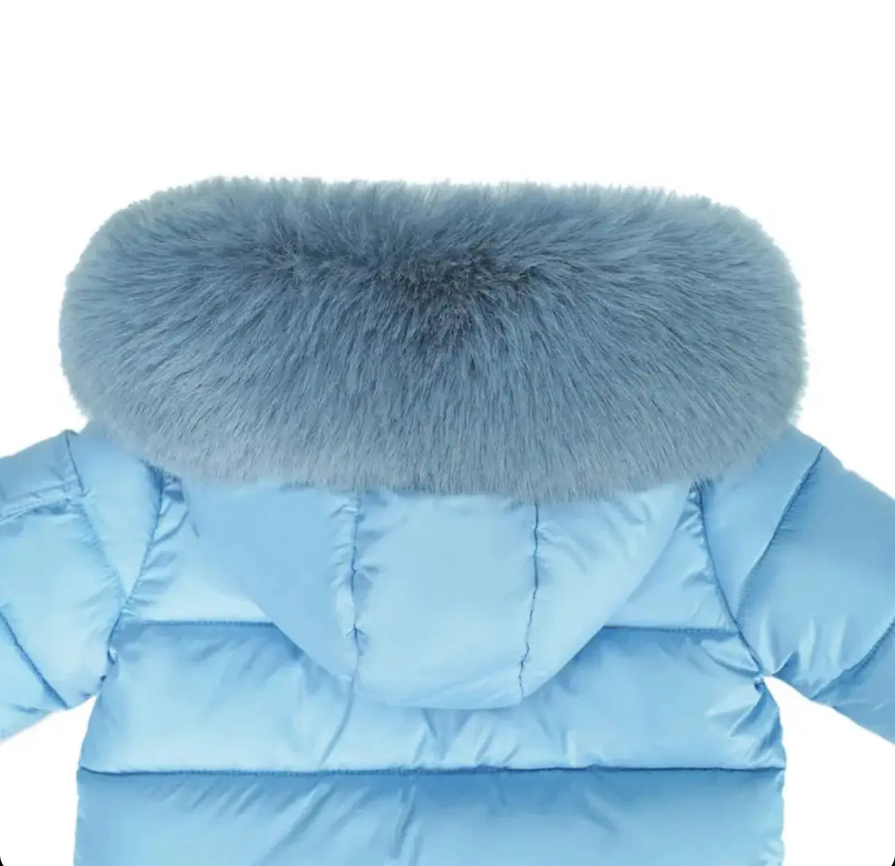 Ocean Blue Fur Hood Unisex Coat Dainty Delilah
