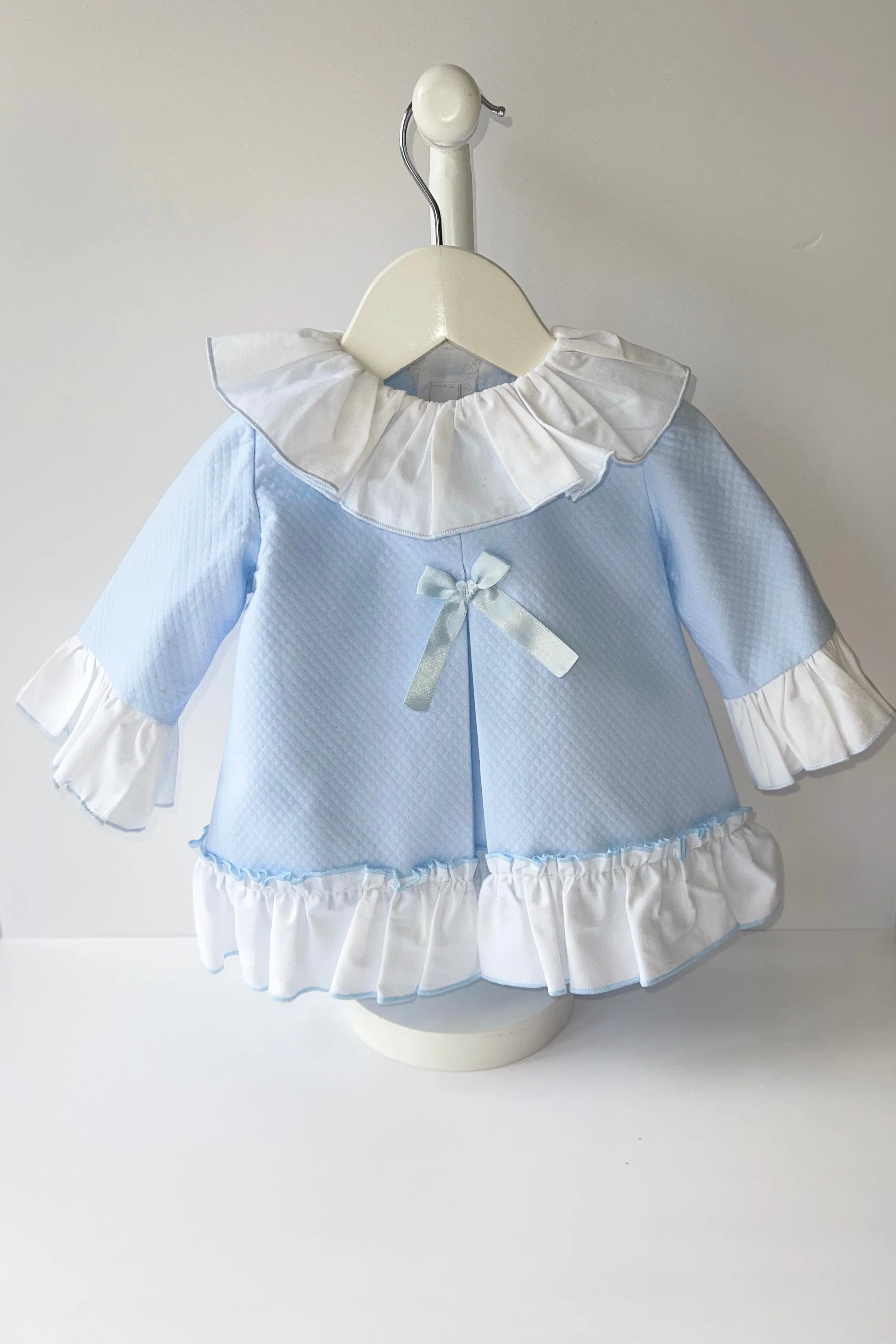 AW22 Lor Miral Blue Bow Pique Dress 420 - dainty delilah spanish childrens clothing