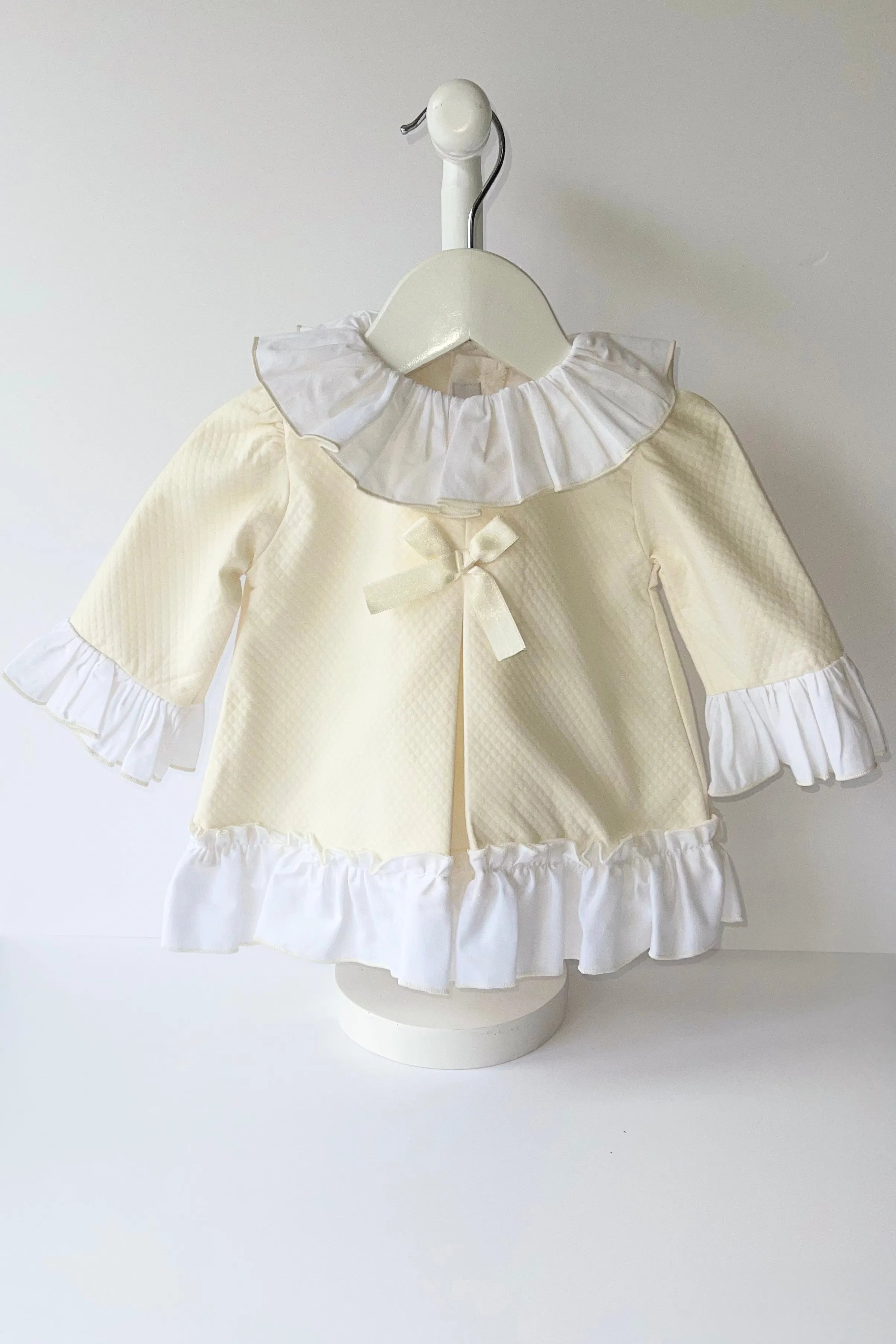 AW22 Lor Miral Cream Bow Pique Dress 420 - dainty delilah spanish childrens clothing