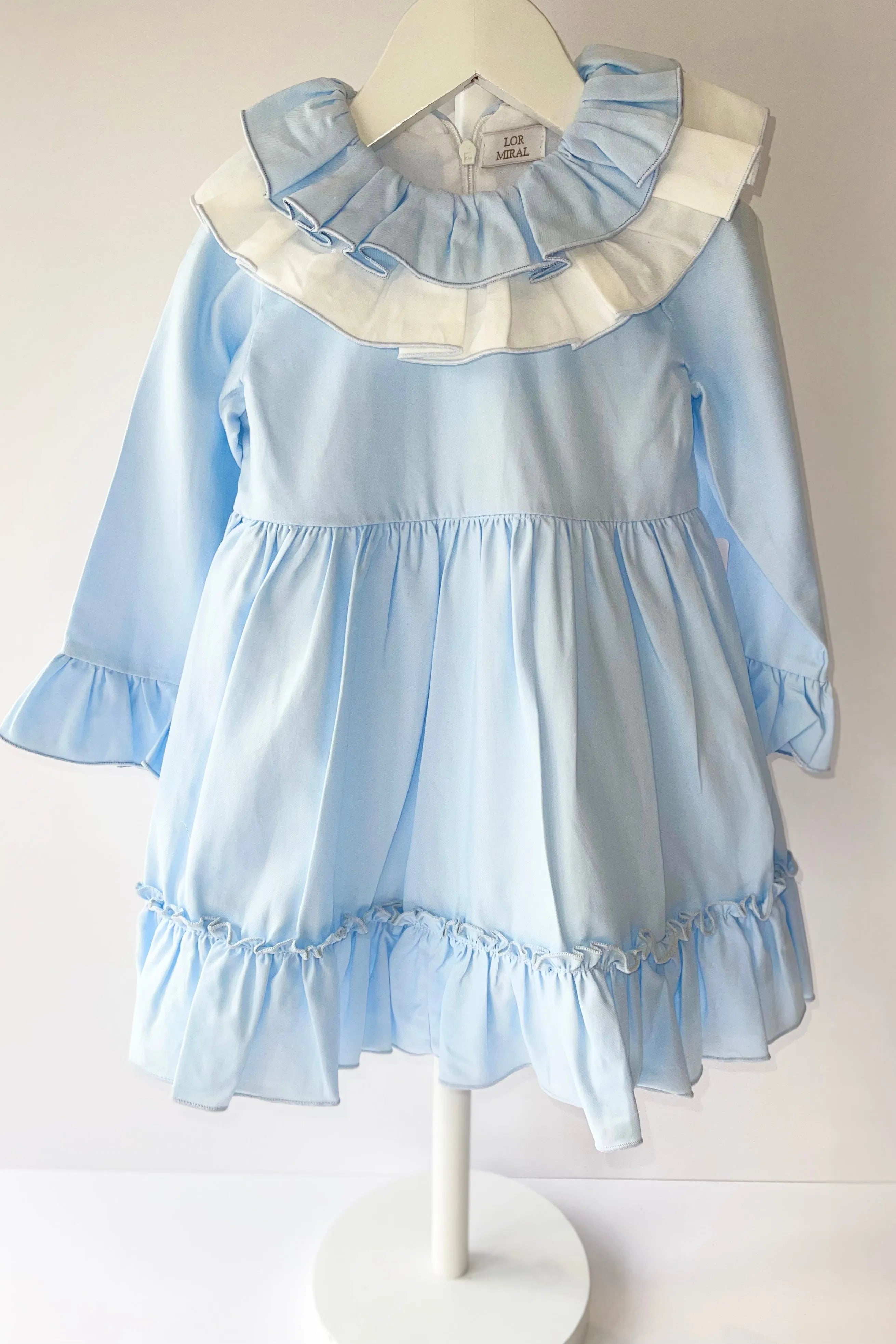 AW22 Lor Miral Girls Blue Puffball Dress 404 - dainty delilah spanish childrens clothing