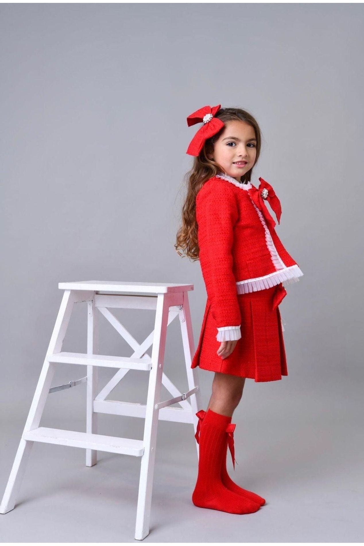 AW23 Naxos Girls Red Christmas 3pc Jacket Set 7272 Dainty Delilah 