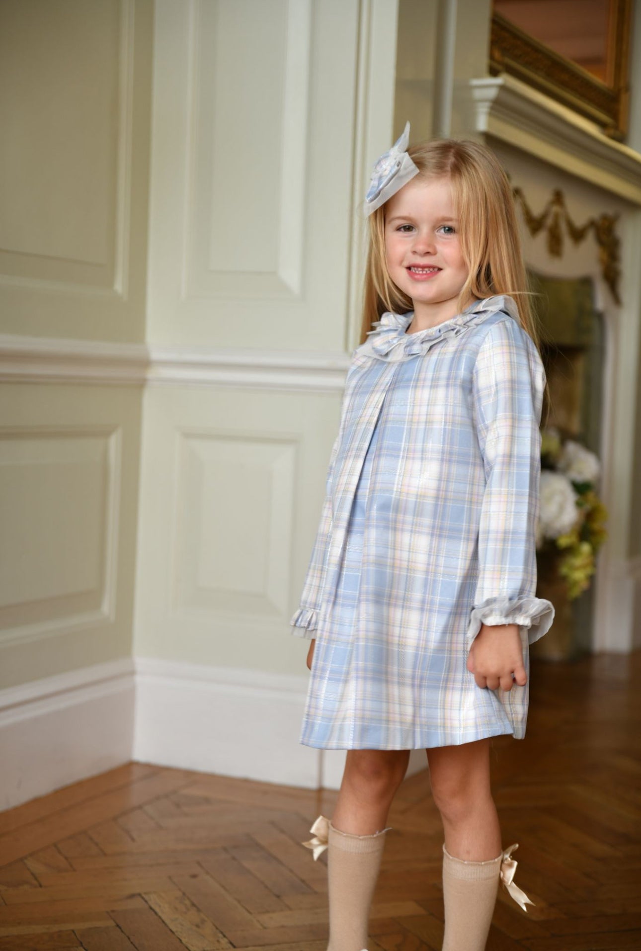 AW24 Babine Girls Blue & Silver Aline Dress Dainty Delilah