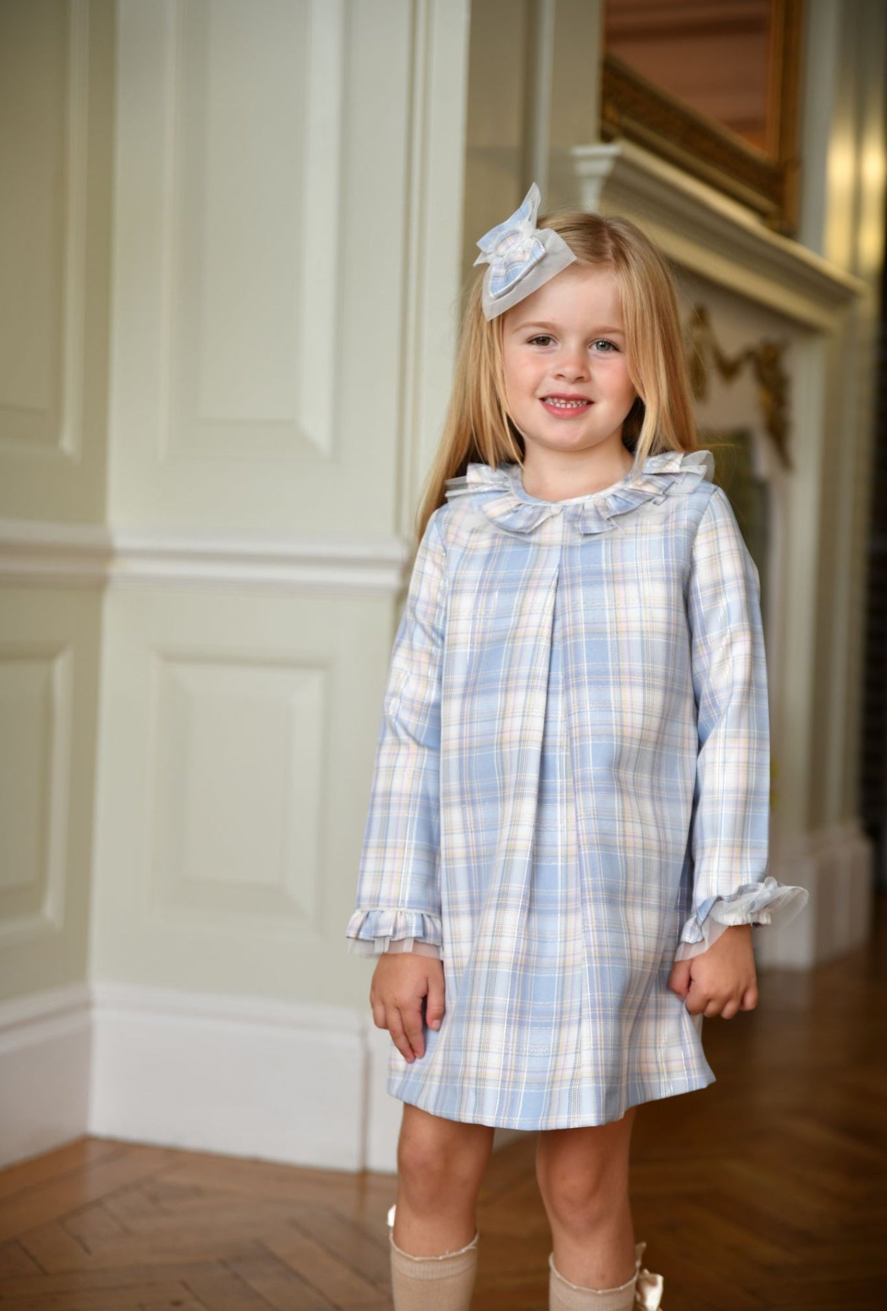 AW24 Babine Girls Blue & Silver Aline Dress Dainty Delilah