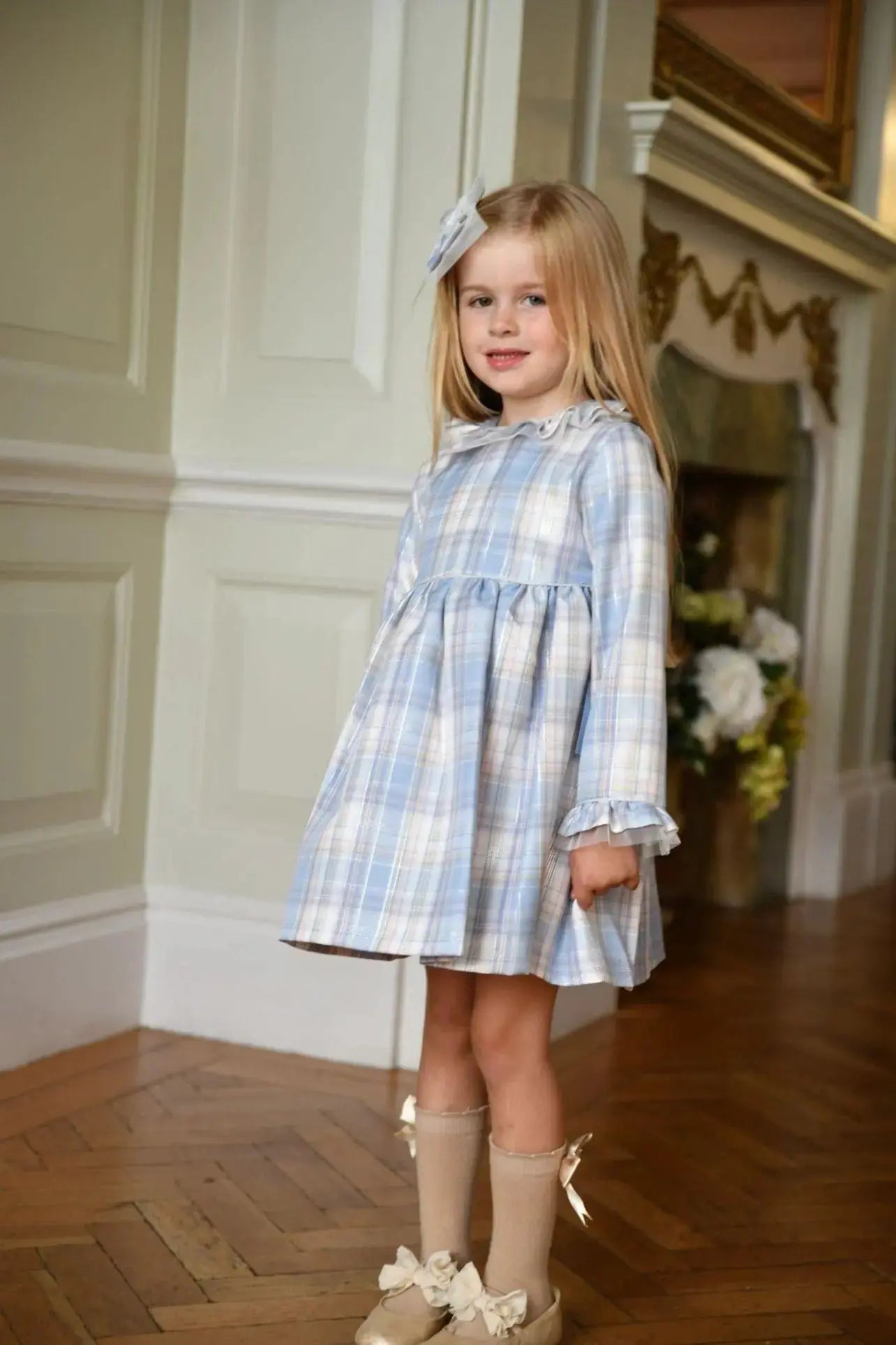 AW24 Babine Girls Blue & Silver Dress Dainty Delilah