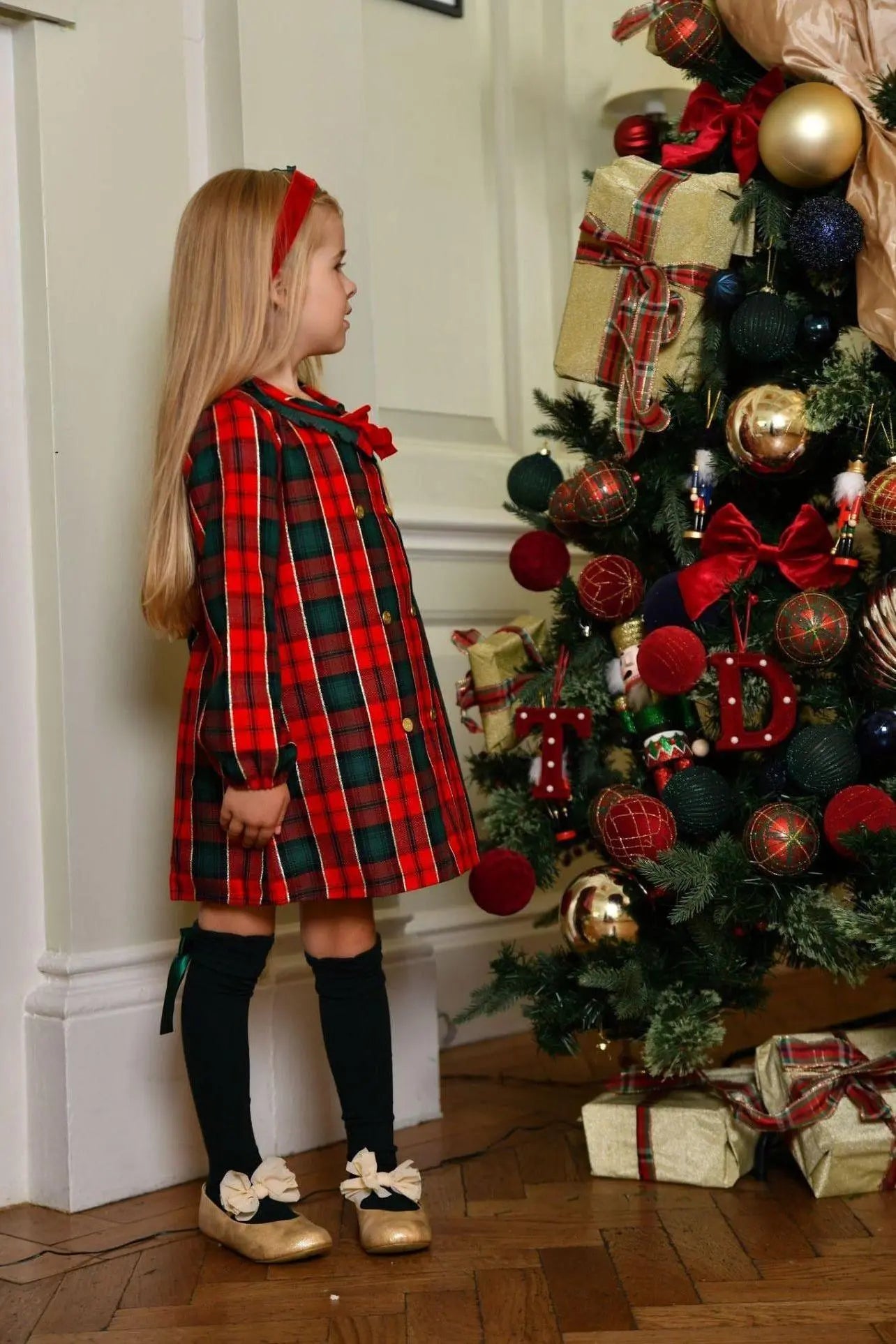 AW24 Babine Girls Christmas Tartan Dress Dainty Delilah