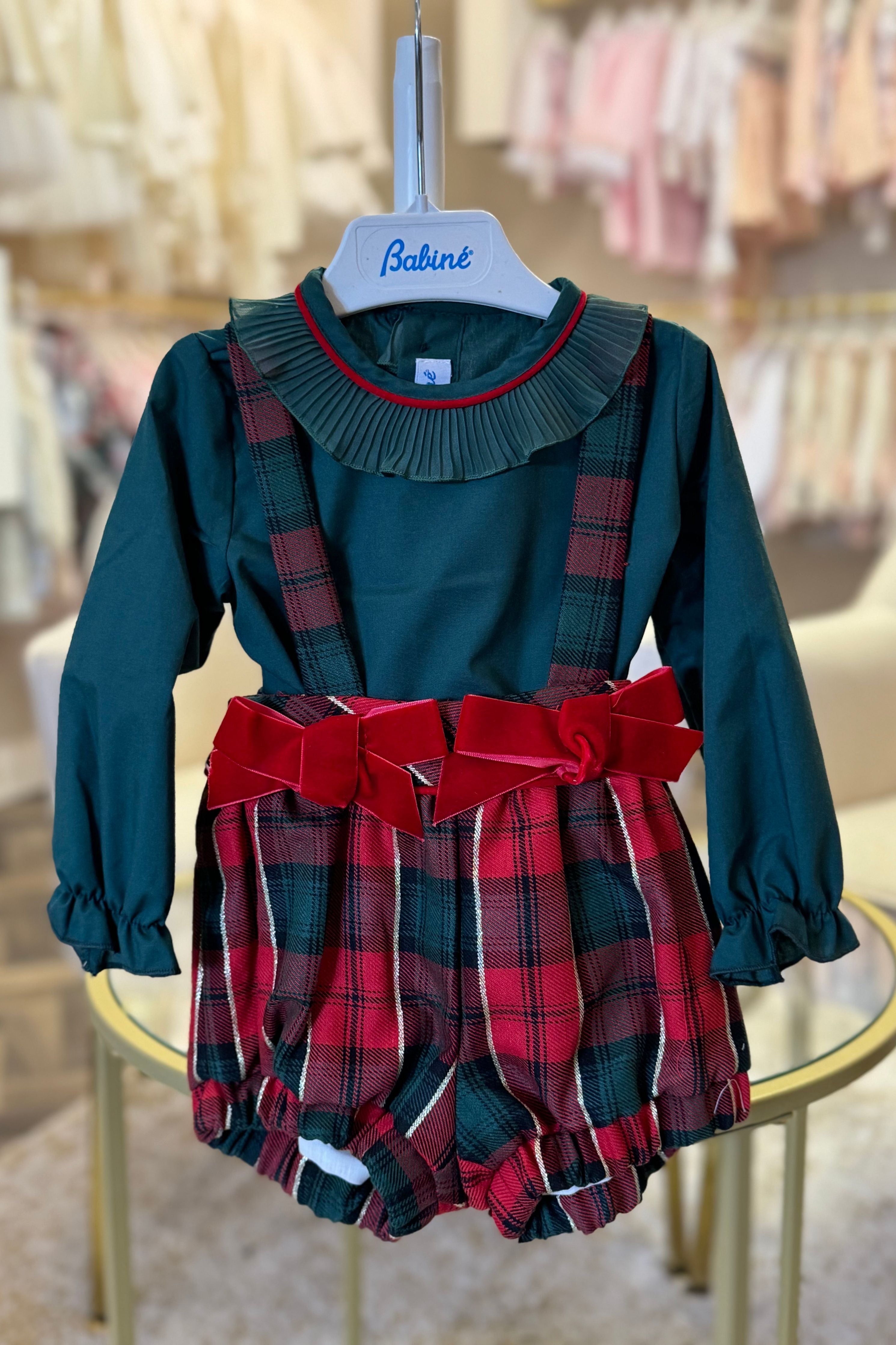 AW24 Babine Girls Christmas Tartan Romper Set Dainty Delilah