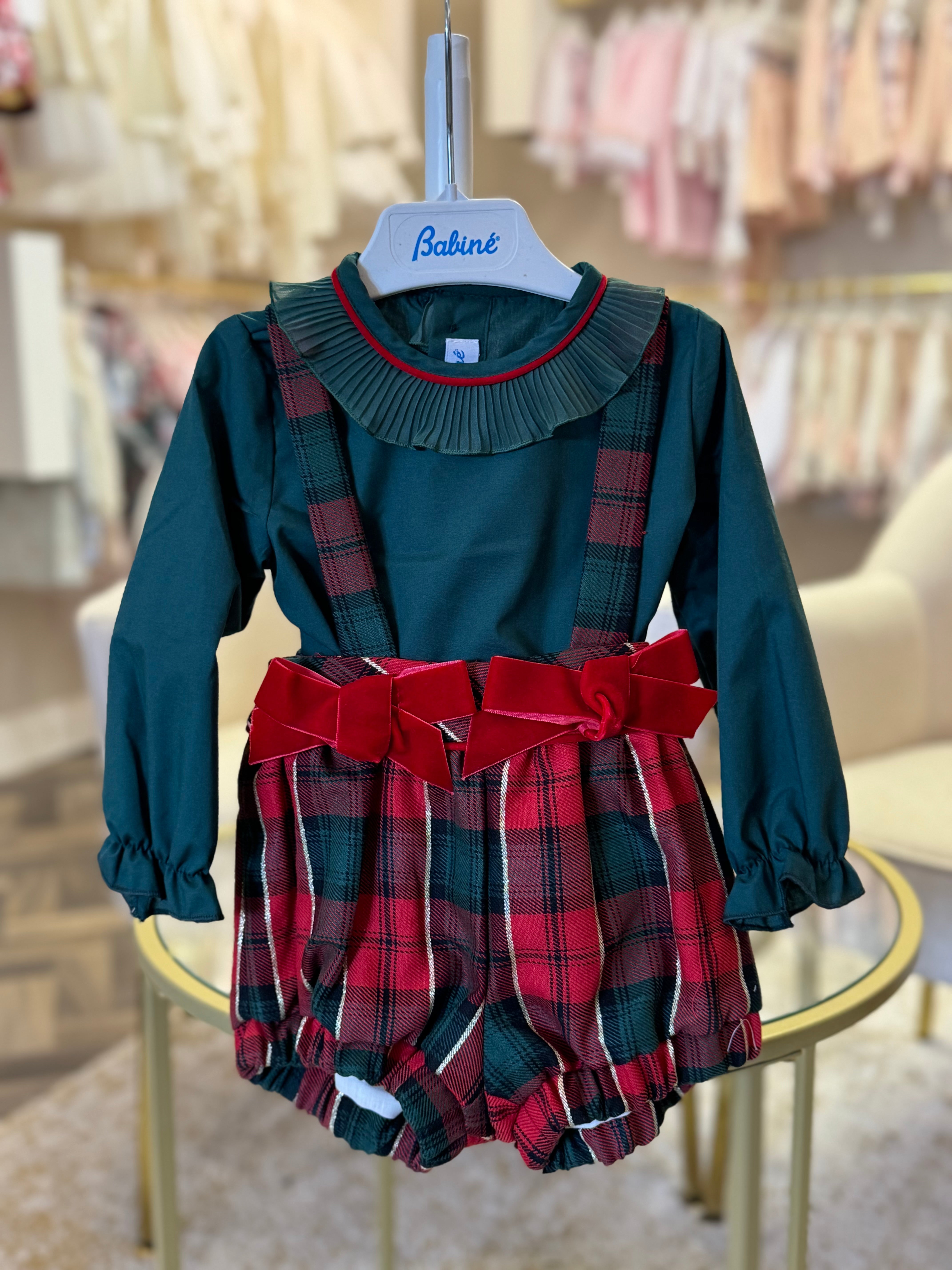 AW24 Babine Girls Christmas Tartan Romper Set Dainty Delilah