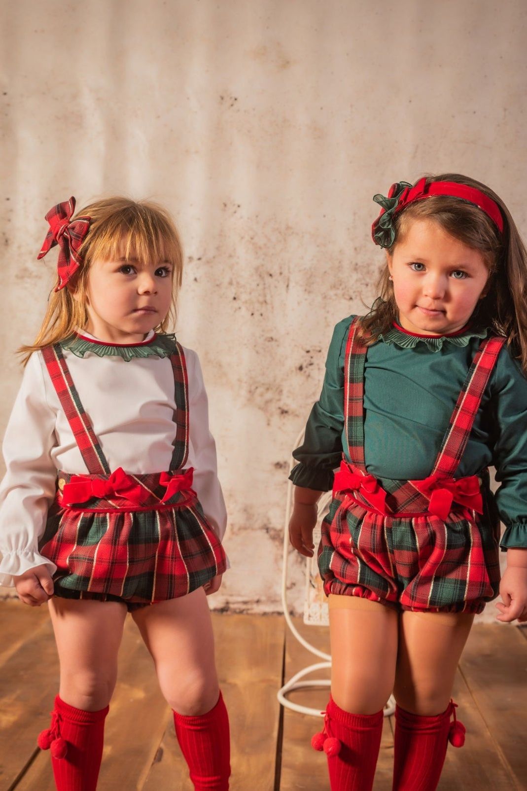 AW24 Babine Girls Christmas Tartan Romper Set Dainty Delilah