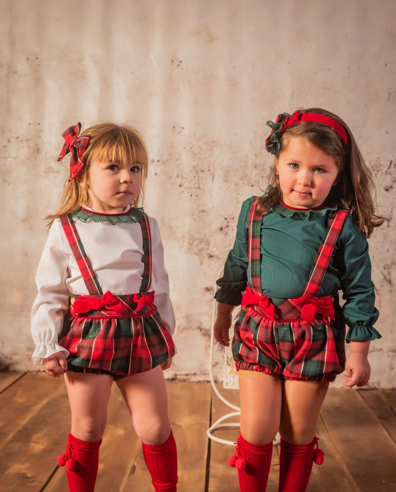 AW24 Babine Girls Christmas Tartan Romper Set Dainty Delilah
