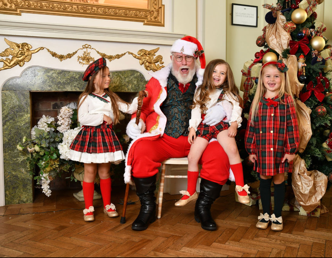 AW24 Babine Girls Christmas Tartan Romper Set Dainty Delilah
