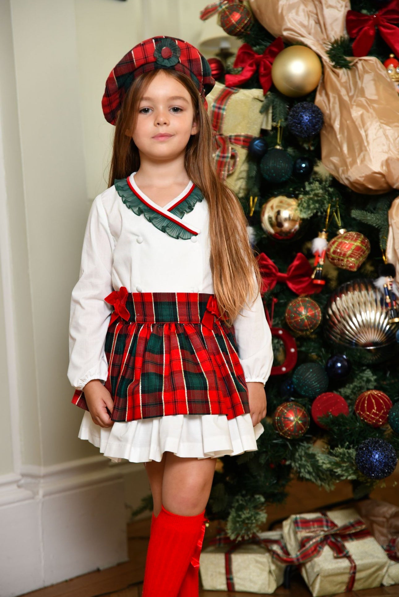 AW24 Babine Girls Christmas Tartan Skirt Set Dainty Delilah